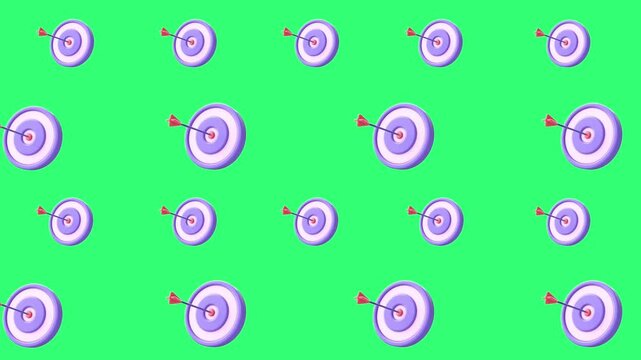 3D goal Target arrow icons motion animation green screen.