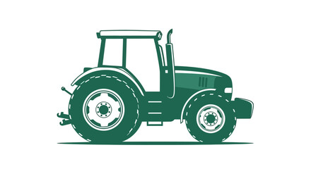 Naklejka premium Green Tractor Side View Illustration.