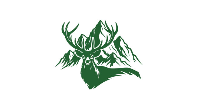 Green Elk Deer Antler Logo Design.