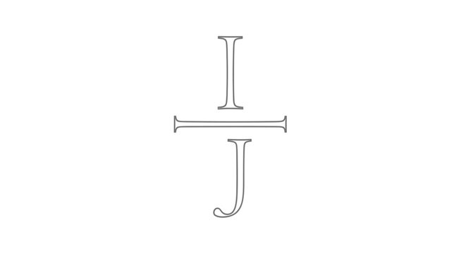 Minimalist monogram logo design with serif letters I and J