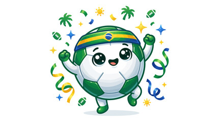 Fototapeta premium Cute Brazil Football Supporter Cartoon Character