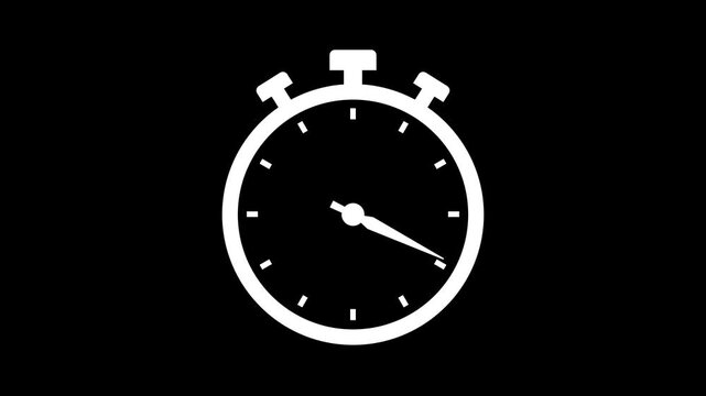 Stopwatch countdown animation. Stopwatch timer icon animation. stopwatch time indicator for countdown and timing control 4k video