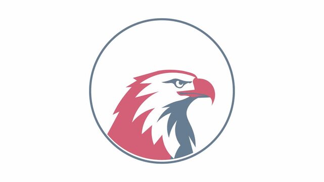 American Eagle Head Logo Animation in Circular Frame Vector Design