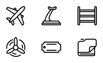 Airplane, Propeller, Folder Icons: Travel, Aviation, Business Vector Set © Nilufa