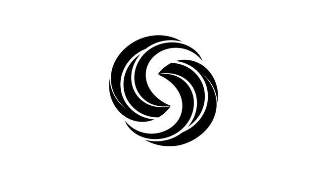 Abstract black circular swirl logo suitable for branding and identity.