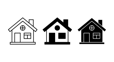 Fototapeta premium House Icons Set, Residential Building Symbols, Simple Home Graphics, Outline and Solid Styles, Vector Art for Real Estate