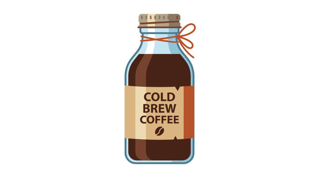 Glass Bottle of Cold Brew Coffee with Label and Red String