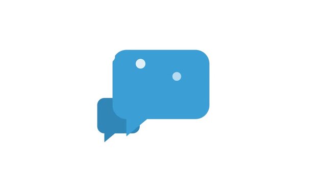 Blue speech bubbles with animated typing indicator on white background
