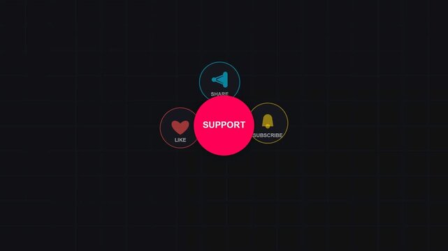 Social media support button animation with interactive icons