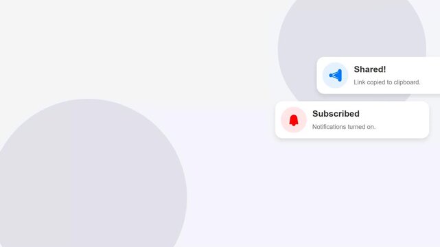 Social media engagement popups showing like share and subscribe icons