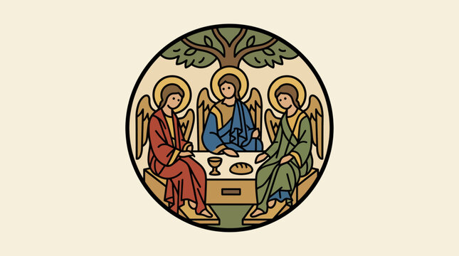 Three Angels Icon Representing the Holy Trinity Encounter