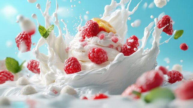 Surreal landscape of yogurt hills and fruit compote rivers.