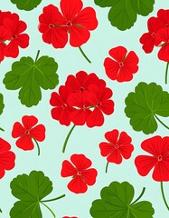 Vibrant red flowers and green leaves pattern.