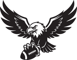 Fototapeta premium Black and white eagle holding a football