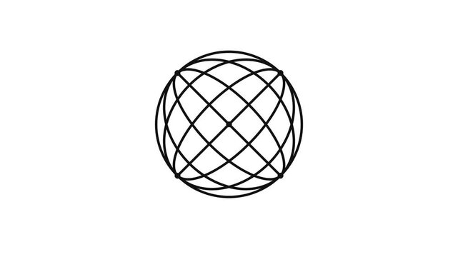 Minimalist animation of a wireframe sphere appearing and fading