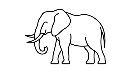 Fototapeta premium Simple Line Art Elephant Icon