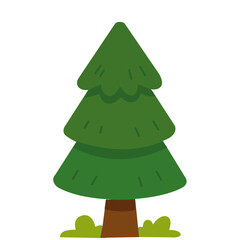Fototapeta premium Cute Green Pine Tree Flat Vector
