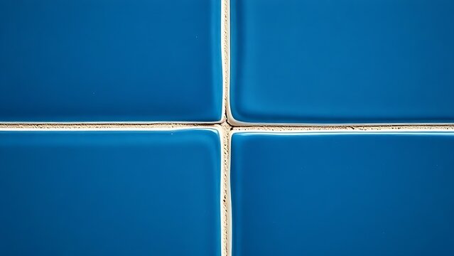 A smooth white silicone bead perfectly filling the seam between two dark blue ceramic tiles.