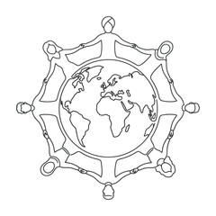 Fototapeta premium People Holding Hands Around Globe Symbolizing Unity And Global Cooperation