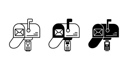 Mailbox Icons Set: Modern Delivery Boxes with Slots and Stands, Vector Graphics for Communication and Postal Services © Anwar
