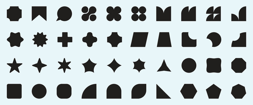 Basic shapes collection.. Abstract geometric shapes vector set. Geometric design element shapes. Geometric formal shape minimalist basic figure, , circles, hexagon, star, triangle flat style. 