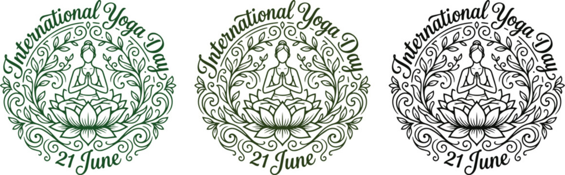 International yoga day logos and icons