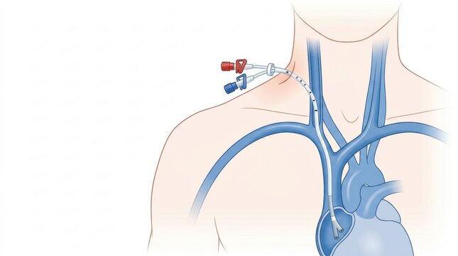 Central venous catheter insertion into the superior vena cava and right atrium