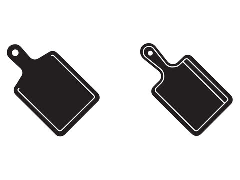 cutting boards with white outlines on a white background for kitchen utensils and cooking tools