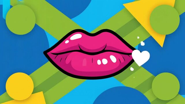 Funky Pop Art Lips Animation with Abstract Geometric Shapes and Dynamic Movement for Creative Content