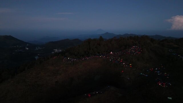 View of the campsite on Mount Prau in the morning.