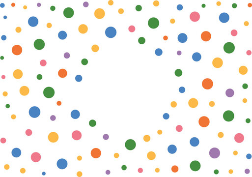Colorful confetti circle frame, festive dotted border background vector illustration for celebration and party design