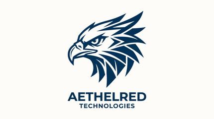 Fototapeta premium Stylized Blue Eagle Logo for Technology Company.