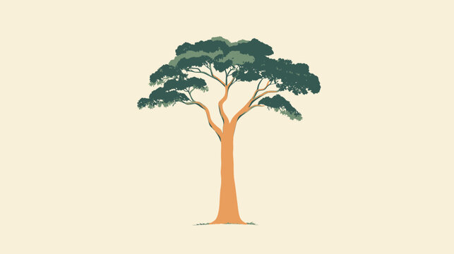 An solitary orange tree with lush green canopy rises on a pale beige backdrop!!!