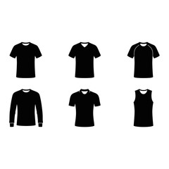 Naklejka premium T-shirt icon set, silhouette style, white background