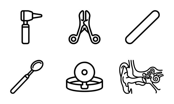 Medical Otoscope Set, Surgical Instruments, Ear Anatomy Diagram, Healthcare Icons