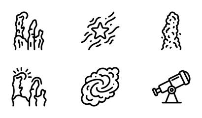 Cosmic Icons Set: Galaxy, Star, Telescope, Nebula, Space Elements, Astronomy Graphics © Abdullah