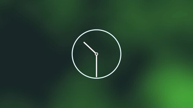 Clock icon animation on looping background. time concept