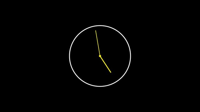 Clock icon flat style and 24 hours timer clock animation on black background