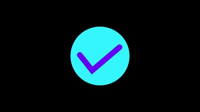 Correct or Right Choice icon animation on black background