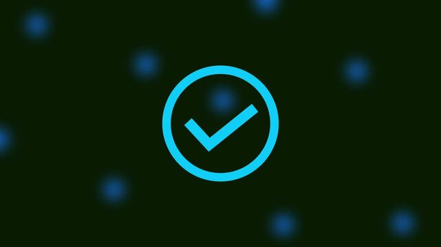 cyan color check mark icon animation. rejected for evaluation Modern icons style isolated 