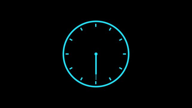 Fast analog clock icon animation on black background