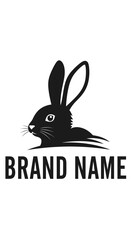 Fototapeta premium Black Rabbit Logo Silhouette with Brand Name Text