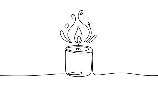 Abstract continuous line art candle flame with single line