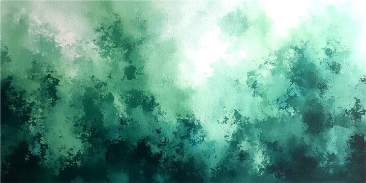 Abstract watercolor texture resembles ethereal green cloud formation or turbulent water, creating a sense of depth mystery.