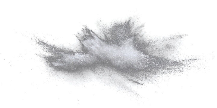 Explosion fine particulate matter, suspended motes dance ethereal ballet, creating abstract ephemeral composition.