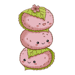 Japanese sakura mochi cake dessert isolated on a white background © Kamila