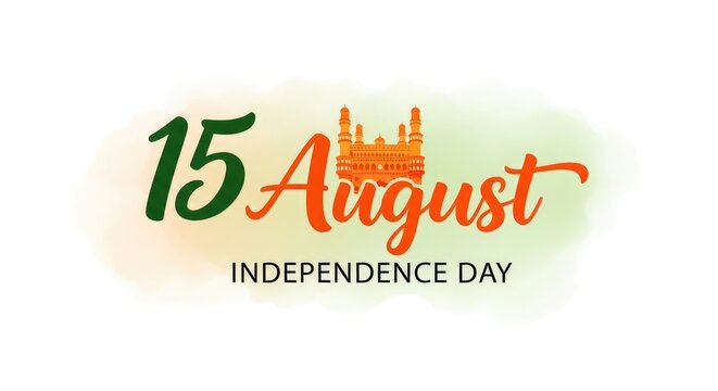 India independence day 15th august celebration graphic with charminar monument
