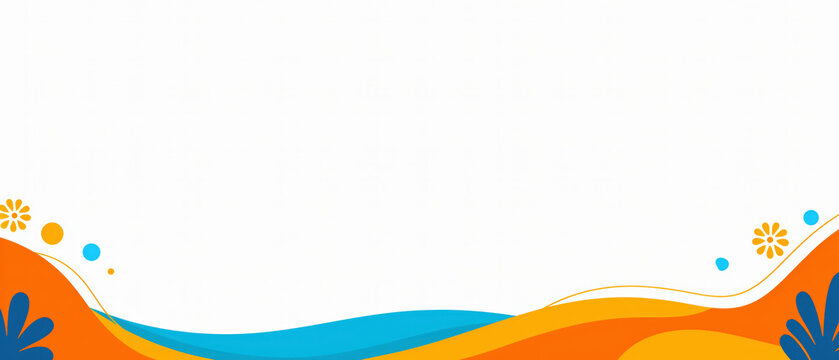 Bright abstract background with colorful waves and decorative elements along the bottom provides large copy space for text, advertising and presentations