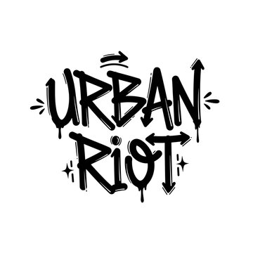 Urban Riot Graffiti Style Text Logo.
