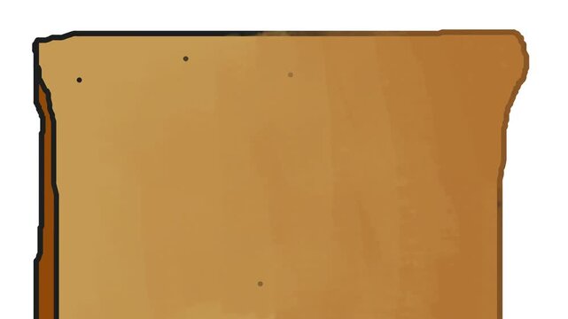 A cartoon piece of bread or a piece of food is twitching on the screen.